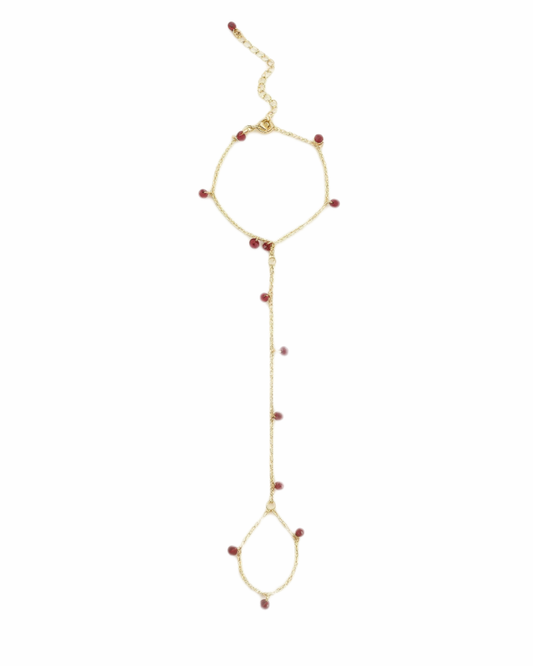 ✨ 18K Gold Hand Chain Bracelet Red