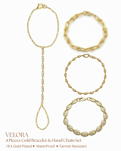18K Gold Plated Bracelet Set – 4 Piece Layered Jewelry for Women | Velora