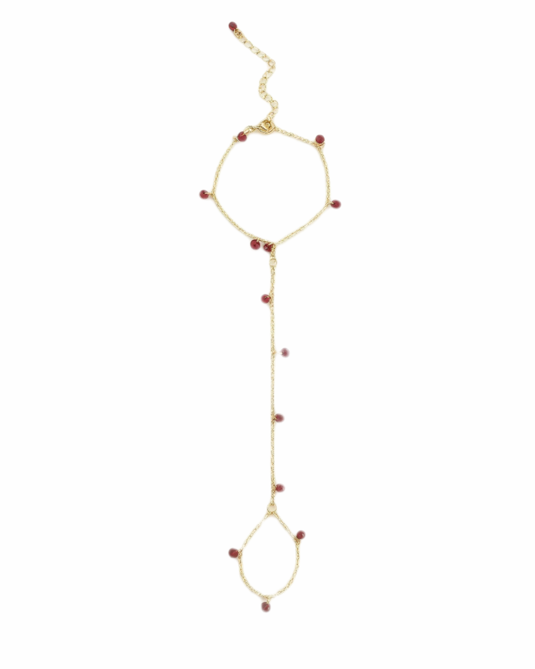 ✨ 18K Gold Hand Chain Bracelet Red