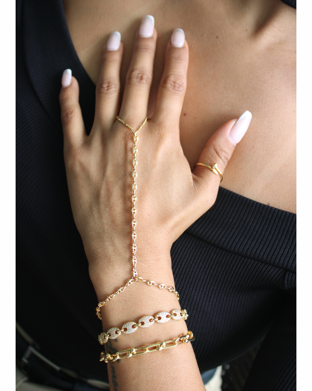Gold Hand Chain Bracelet for Women – 18K Gold Plated Adjustable Hand Chain | Aurelia