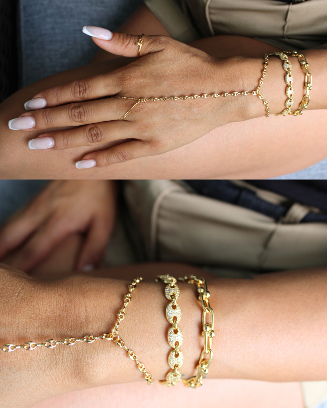 Gold Hand Chain Bracelet for Women – 18K Gold Plated Adjustable Hand Chain | Aurelia