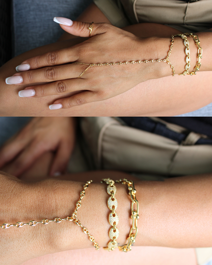 Gold Hand Chain Bracelet for Women – 18K Gold Plated Adjustable Hand Chain | Aurelia