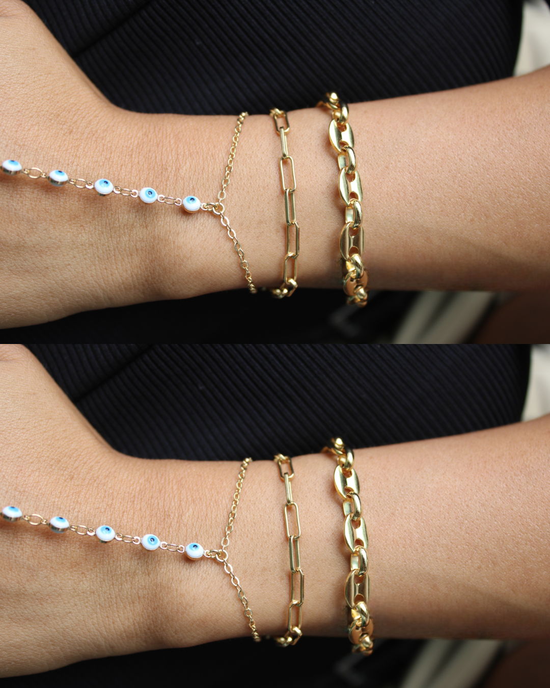Blue Evil Eye Hand Chain Set | 3 Pieces