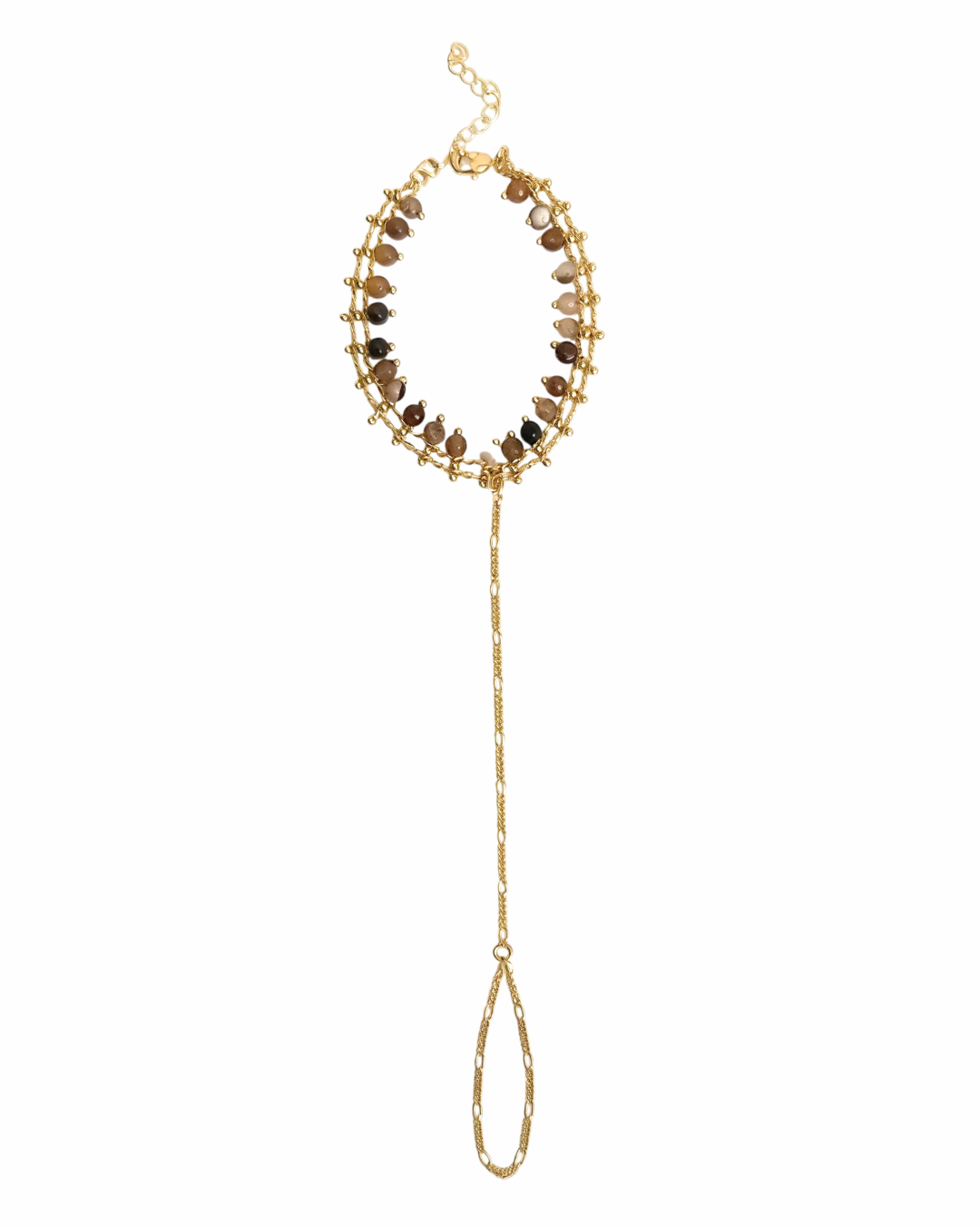 ✨ 18K Gold Agate Hand Chain Bracelet | Natural Stone Design.