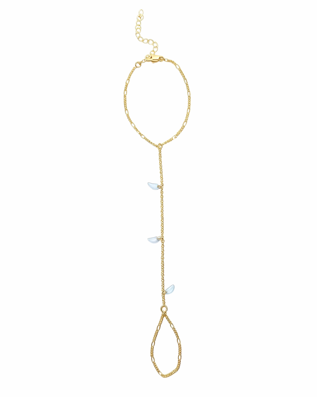✨ 18K Gold Hand Chain Bracelet | Blue &amp; Lilac Crystal Design