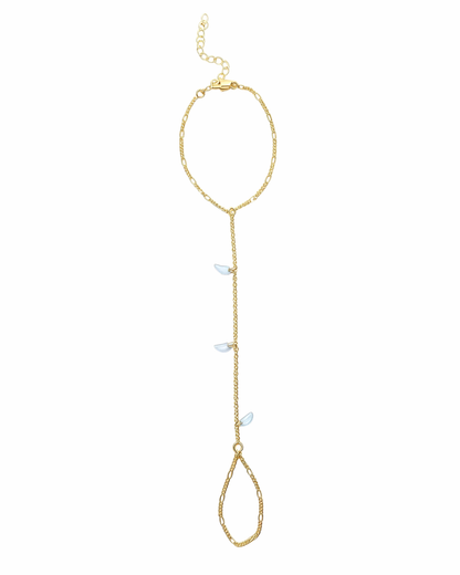✨ 18K Gold Hand Chain Bracelet | Blue &amp; Lilac Crystal Design